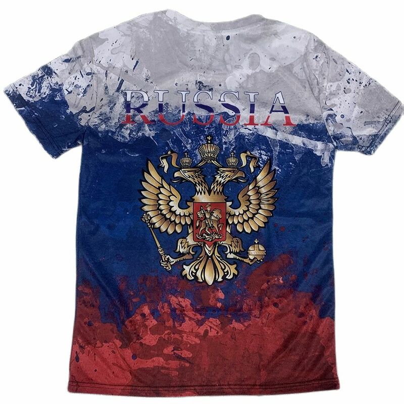 แฟชั่นใหม่เสื้อพิมพ์ลายธงรัสเซีย3D เสื้อยืดหมีรัสเซียแขนสั้นผู้ชายเสื้อผ้าแนวสตรีทแวร์เสื้อโอเวอร์ไซส์
