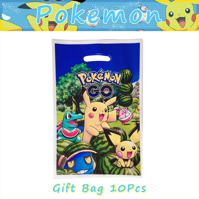 10/20/30Pcs Pokemon Pikachu Candy Loot Bag Handle Gift Bag Kids Birthday Party Decoration Supplies Cartoon Theme Festivel Gifts