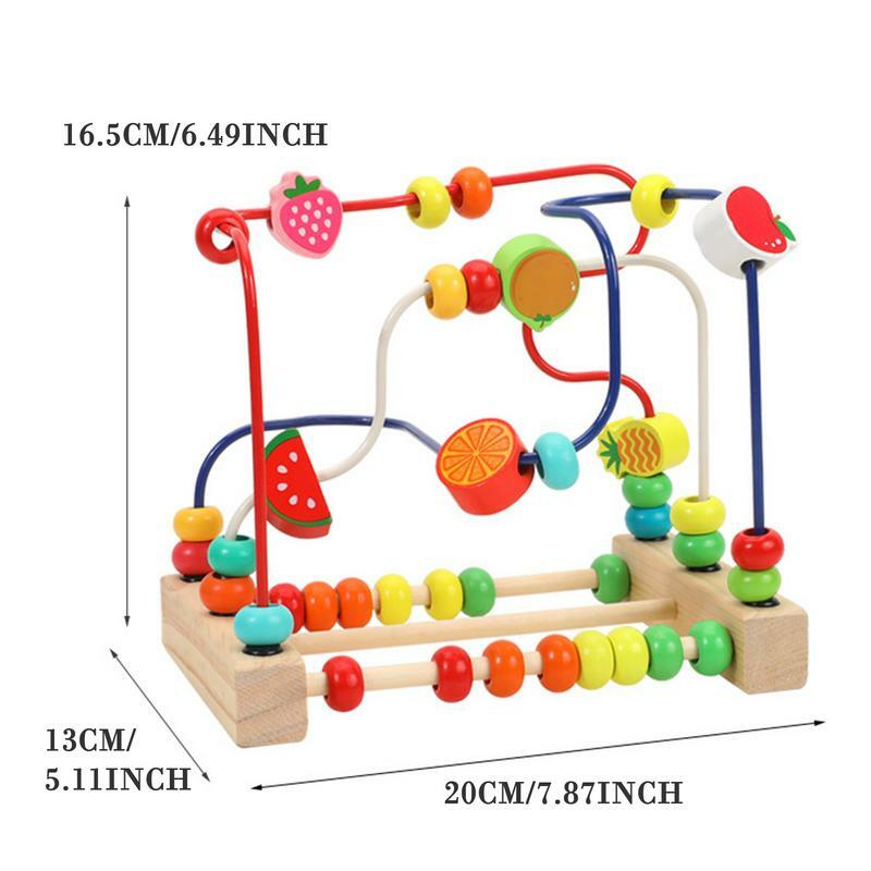 Wooden Bead Maze Roller Coaster Wooden Beads Game Circle Toy Portable Educational Counting Learning Circle Toys For Kids