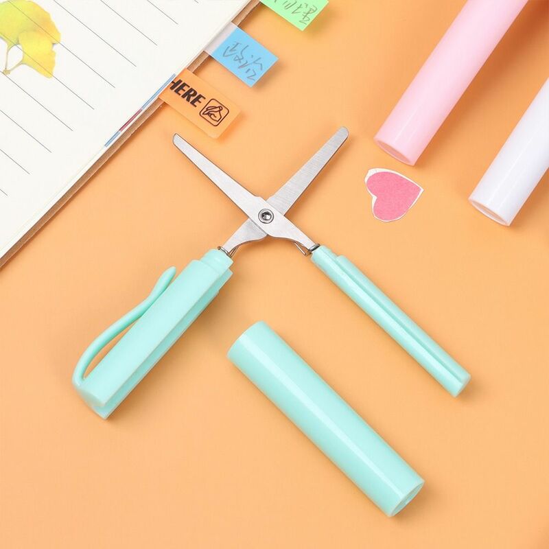 Color Portable Paper-Cutting Office Student School Safe Folding Scissor Handwork Art Tools Handcraft Scissor Pen Shape Scissor