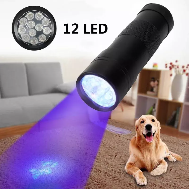 LED UV 손전등 개폐식 자외선 토치, 애완 동물 소변 얼룩 감지기 램프, 휴대용 블랙라이트, 3 가지 모드, 395, 365nm, 2-in-1