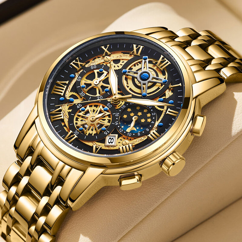 Часы наручные LIGE Мужские кварцевые с хронографом, брендовые Роскошные модные спортивные деловые водонепроницаемые