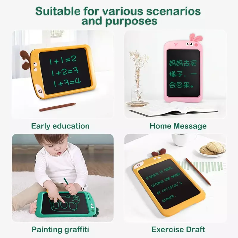 Tablet gambar layar LCD 8.5 inci, mainan Pad lukisan grafiti kartun dapat dihapus papan tulis elektronik pintar untuk anak