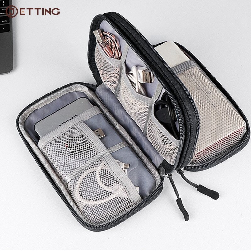 1PC Portable Data Cable Digital Storage Bags Charger Power Cable Power Bank Headphone Organizer USB Bag Hand Holding CosmeticBag