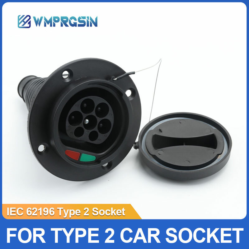 Type2 Male Socket for Electric Vehicle Car Charger IEC 62196 Type2 Charging Socket  16A 32A 63A 80A 3 Phase EV Charger Socket