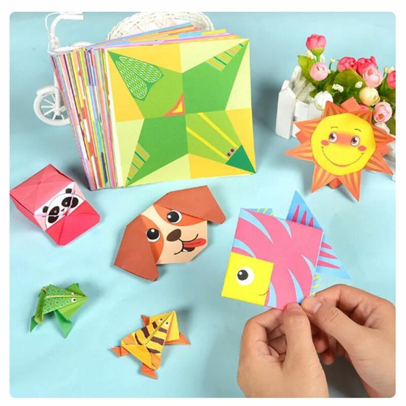 Papel de Origami educativo, manualidades Montessori, dibujos animados de animales