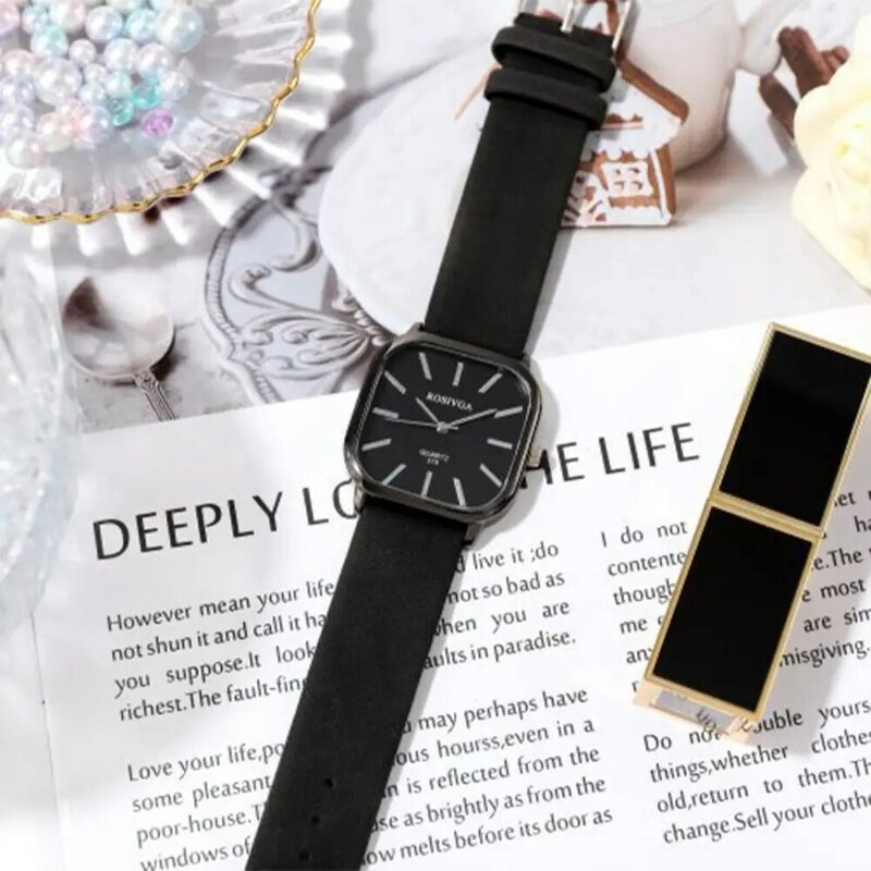Relógio de pulso minimalista casual masculino, pulseira de couro, mostrador grande, relógios de pulso femininos, moda estudantil, quartzo