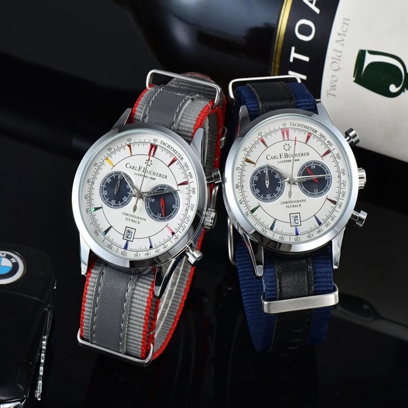Bucherer jam tangan edisi terbatas, jam tangan kuarsa desainer pria kualitas tinggi kronograf multifungsi lima tangan seri Maliron edisi terbatas