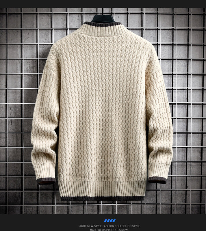Sweater natal pria, Sweater rajutan pola garis Harajuku Vintage leher O Musim Dingin S-4XL