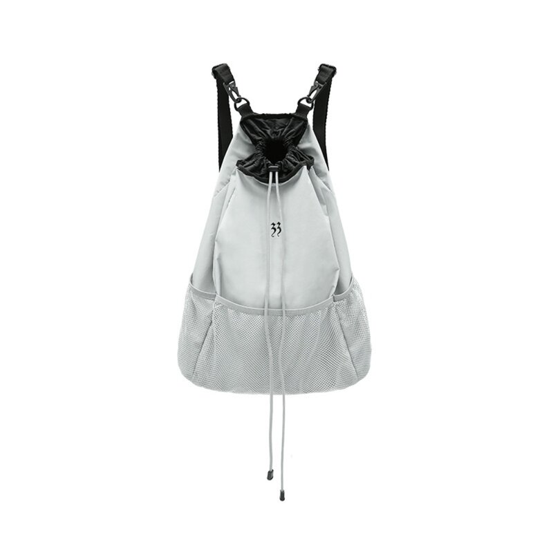 Lightweight Drawstring Mesh Backpack Nylon Large Capacity Solid Color Knapsack Multifunctional Durable Travel