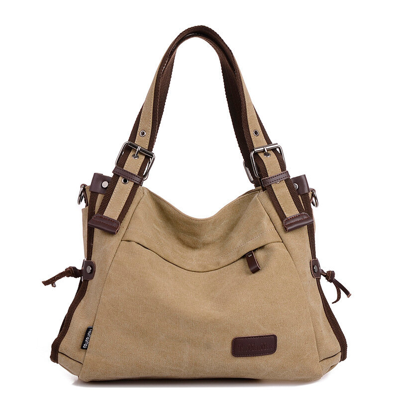 Tas bahu wanita kapasitas besar tas jinjing wanita warna Solid tas belanja tas tangan wanita perguruan tinggi Retro untuk wanita