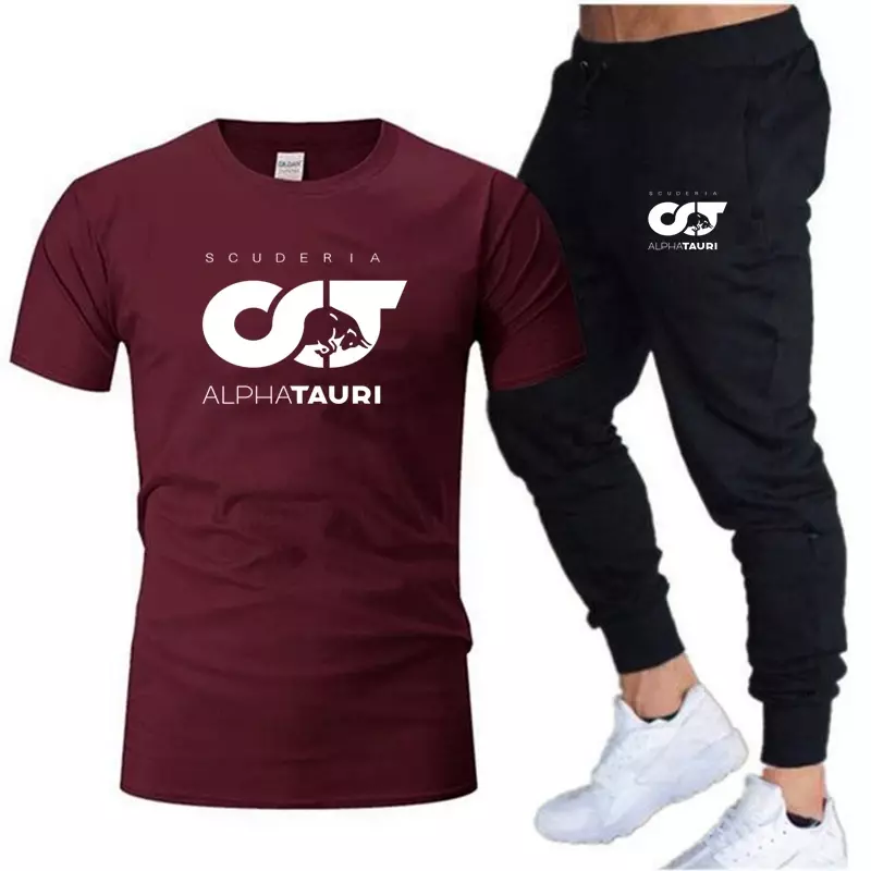 Gli uomini estivi impostano il marchio stampato F1 Scuderia Alpha Tauri Pierre Gasly Racing Drive To Fashion t-shirt in cotone a maniche corte + pantaloni