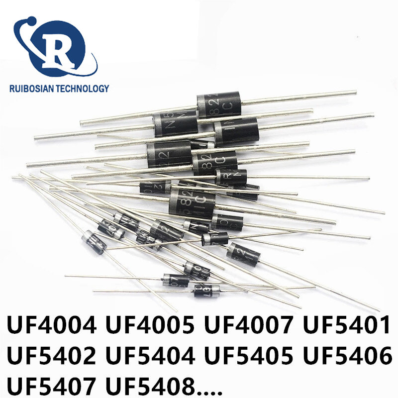 Resistores ULTRA RÁPIDO, UF4004 DO-41, UF4005 IC UF4007 UF5401 UF5406 DO201AD UF5402 UF5404 UF5405 UF5407 UF5408 DO201AD, 20pcs