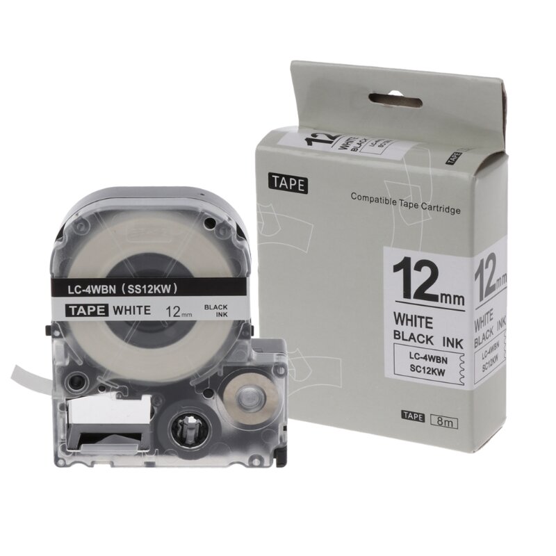 G5AA Printing Label Tape 12cm for SS12KW LC-4WBN9 LW-300 LW-400 LW-600P Printers Black on White