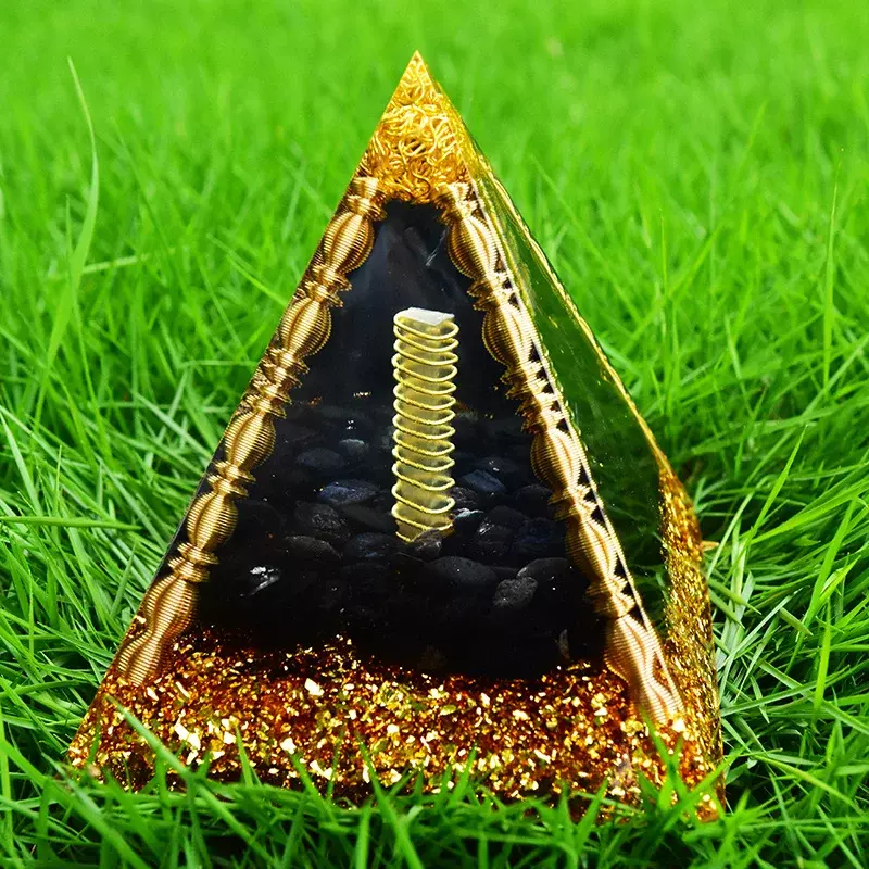 Pirámide de orgón de energía grande, turmalina negra y columna de cristal para meditación, Yoga, generador de energía grande, orgonita, Reiki, curación