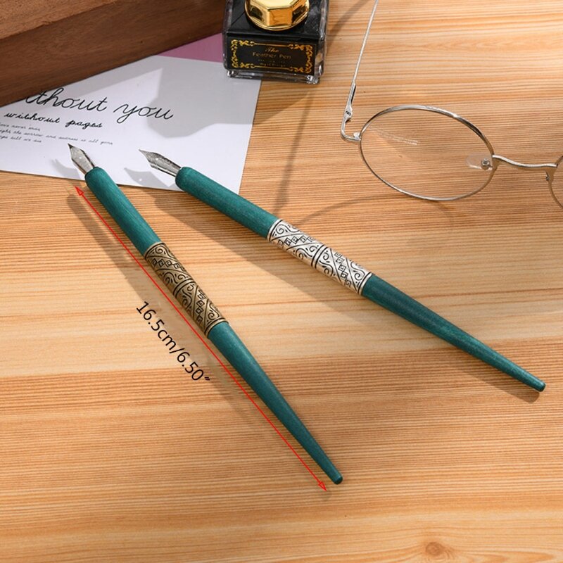Деревянный держатель для ручки для каллиграфии в стиле манга с 6 наконечниками для надписей, инструмент для рисования, рисования