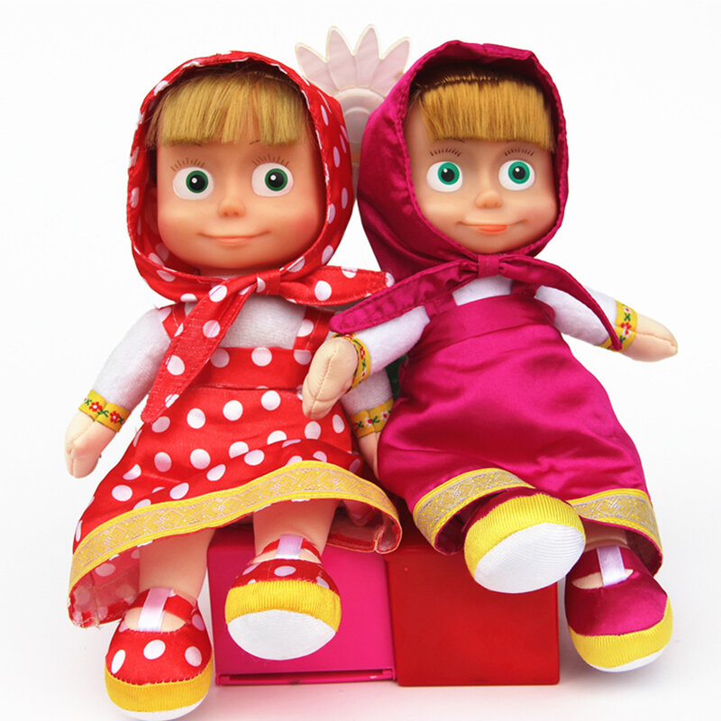 Mainan Boneka Anime Dapat Berbicara Rusia Masha untuk Anak-anak Hadiah Natal 24Cm