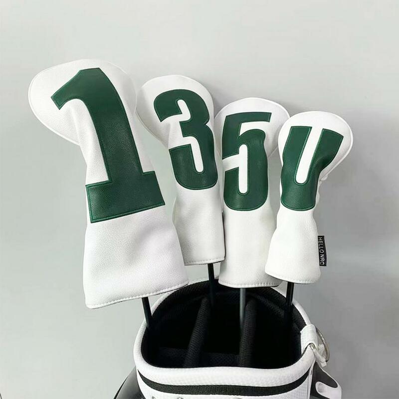 Green Golf Club Cover British-style Green Faux Leather Golf Club Head Cover with Soft Velvet Lining for Drivers Fairway Woods