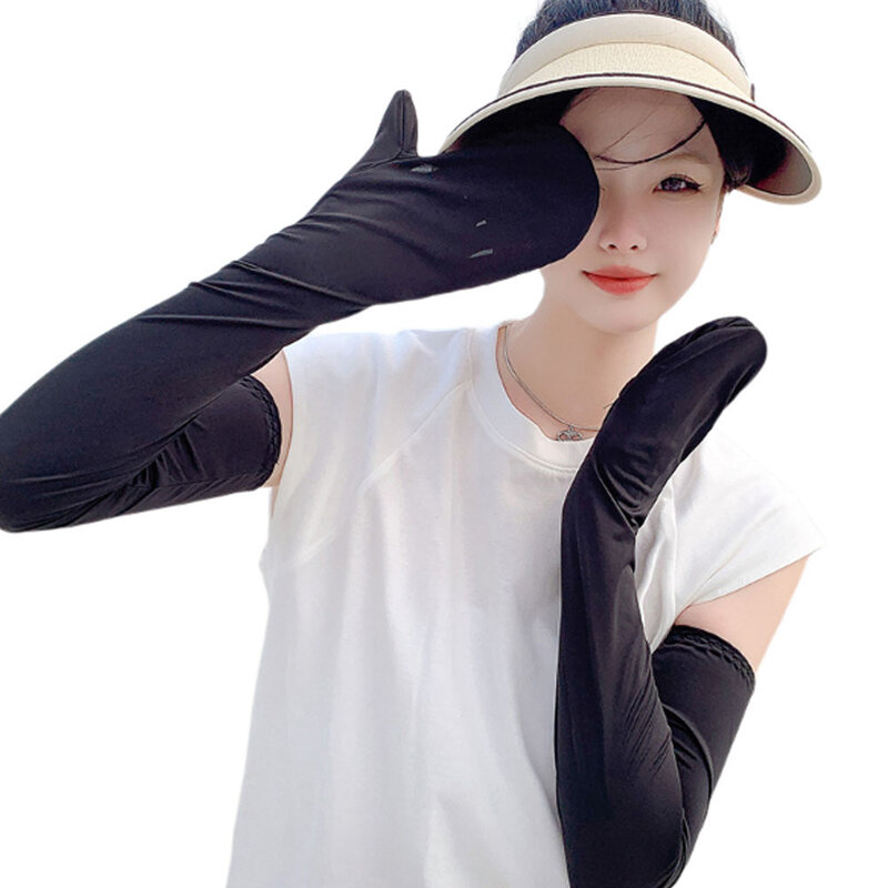 女性、夏の運転、日焼け止め、アームスリーブ、ルーズ、通気性、ガードグローブ、UV、アウトドア用の大型アイススリーブ手袋