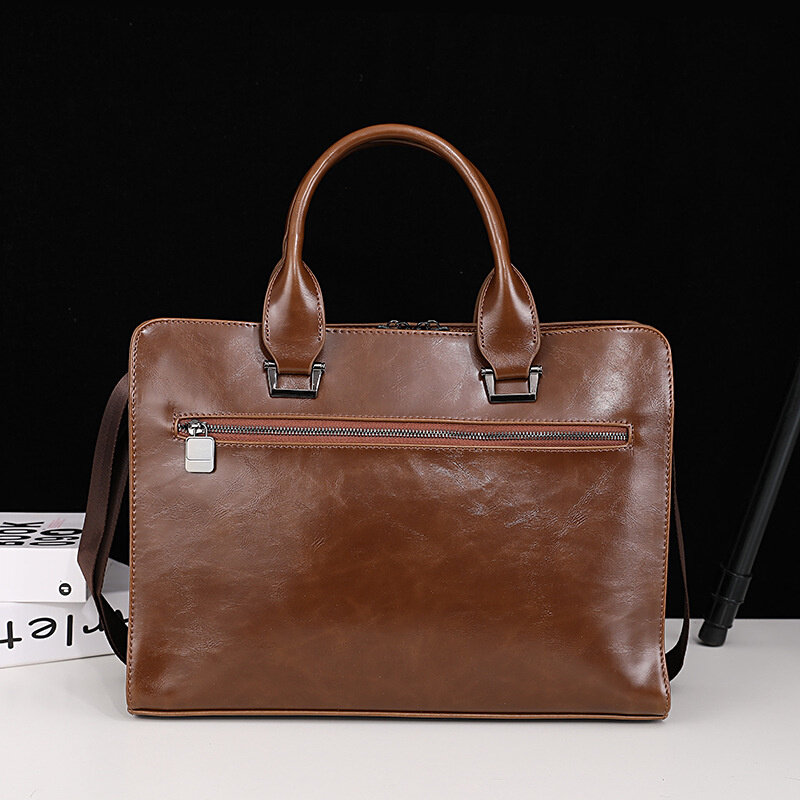 Деловой высококачественный мужской портфель, вместительная сумка на ремне для мужа, сумка для ноутбука 14 дюймов в стиле ретро, мужская сумка-мессенджер