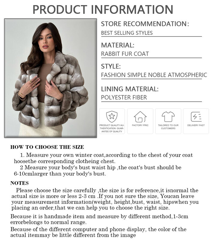 Luxury Women Chinchilla Fur Jacket For Women Natural Fur Coat Fluffy Jacket Real Rabbit Fur Coat Women Best Selling Clothes For