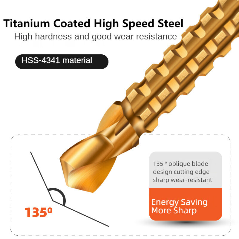 6Pc เจาะชุด HSS Steel Titanium Coated Twist สว่านบิตงานไม้เครื่องมือสำหรับตัดไม้เจาะขัดในครัวเรือนเจาะ