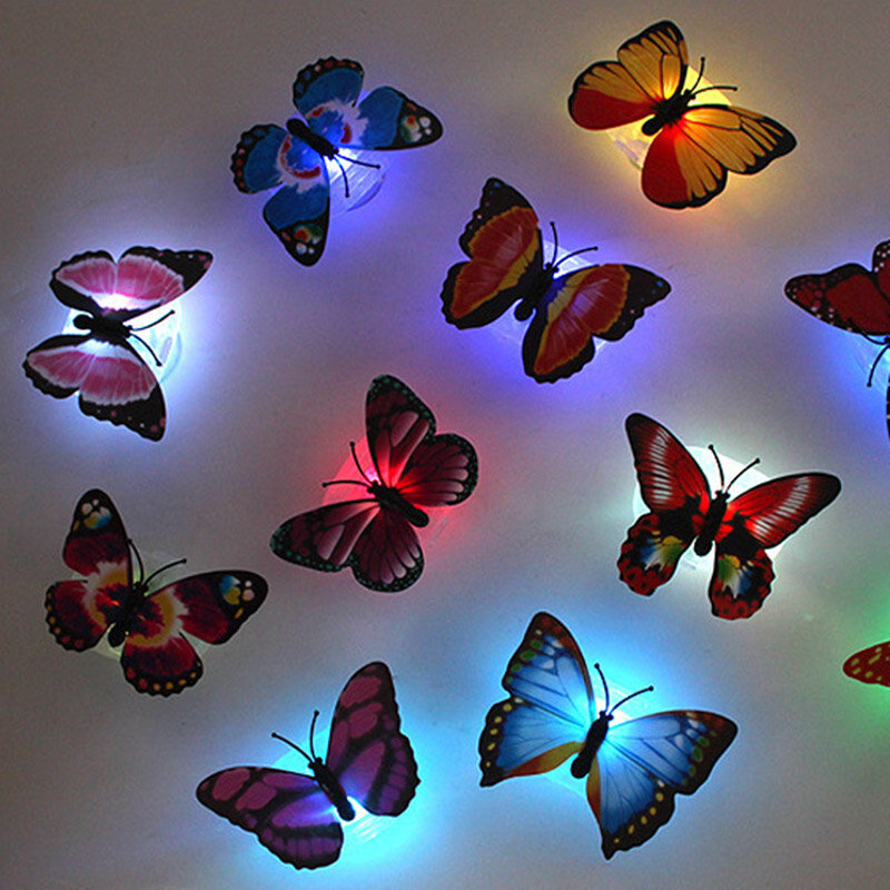Adesivi murali a farfalla 3d adesivo da parete illuminazione colorata facile da attaccare piccolo gioco Decor 2023 adesivi murali a farfalla lampade giocattolo