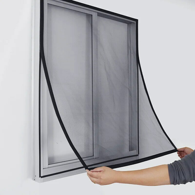 La nueva mosquitera de pantalla magnética dtgj tiene un tamaño personalizado de malla de vidrio invisible negra, cortinas de TUL a prueba de insectos y moscas adecuadas para ventanas de casas, ventanas de automóviles,