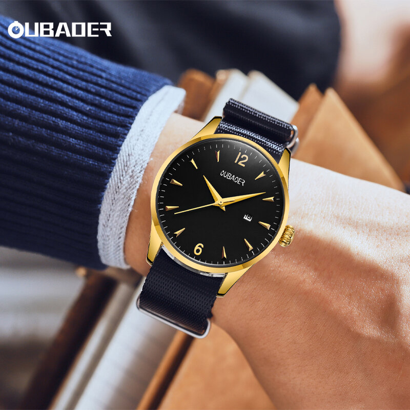 Oubaoer-Montre-bracelet en nylon étanche pour homme, série créative, affaires, luxe haut de gamme, mouvement à quartz, nouveau