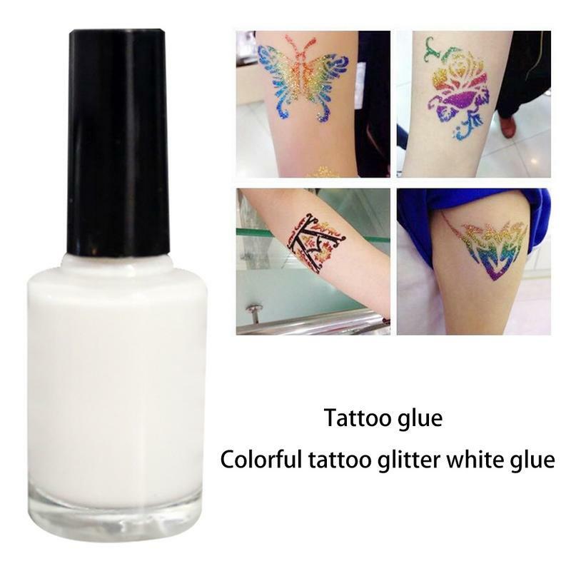 15Ml Witte Eenmalige Kleurrijke Tattoo Lijm Waterdichte Witte Tattoo Inkten Leveren Plastic Body Art Paint Glitter Gel Make-Up Tools