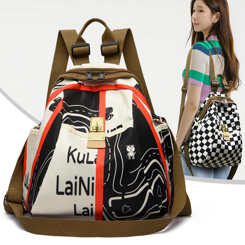Fashion Printing Multifunction Backpack Women Oxford Shoulder Bags School Bags for Teenage Girls Light Ladies Travel Backpack