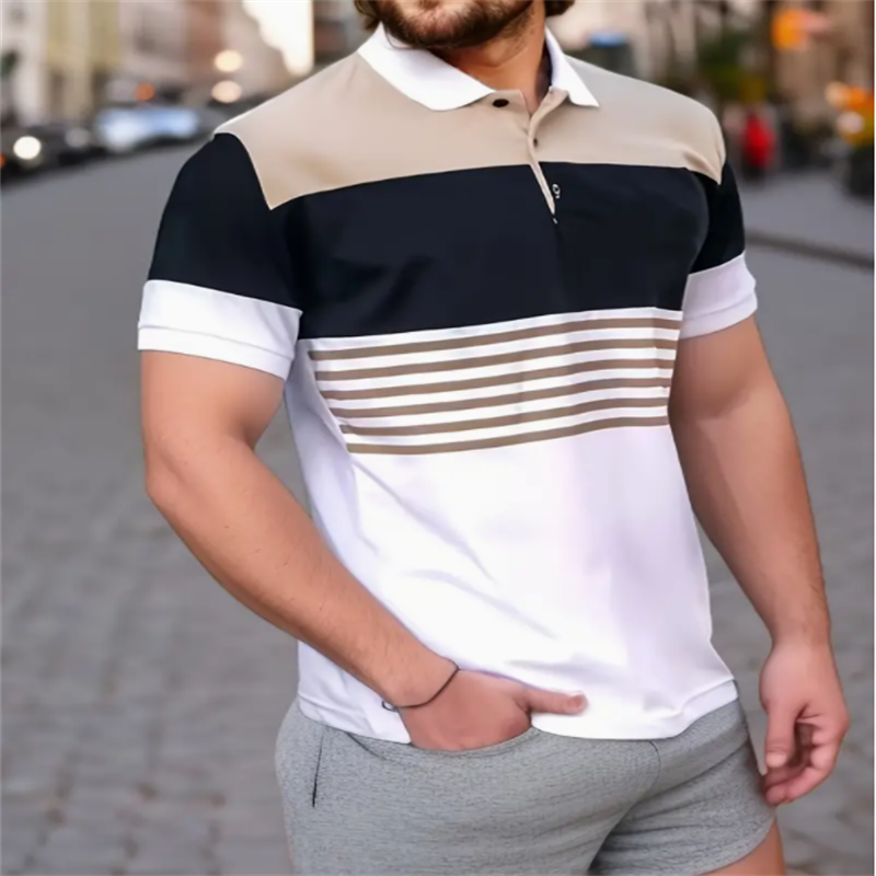 Мужская летняя рубашка-поло с коротким рукавом, Мужская облегающая спортивная рубашка-поло для гольфа