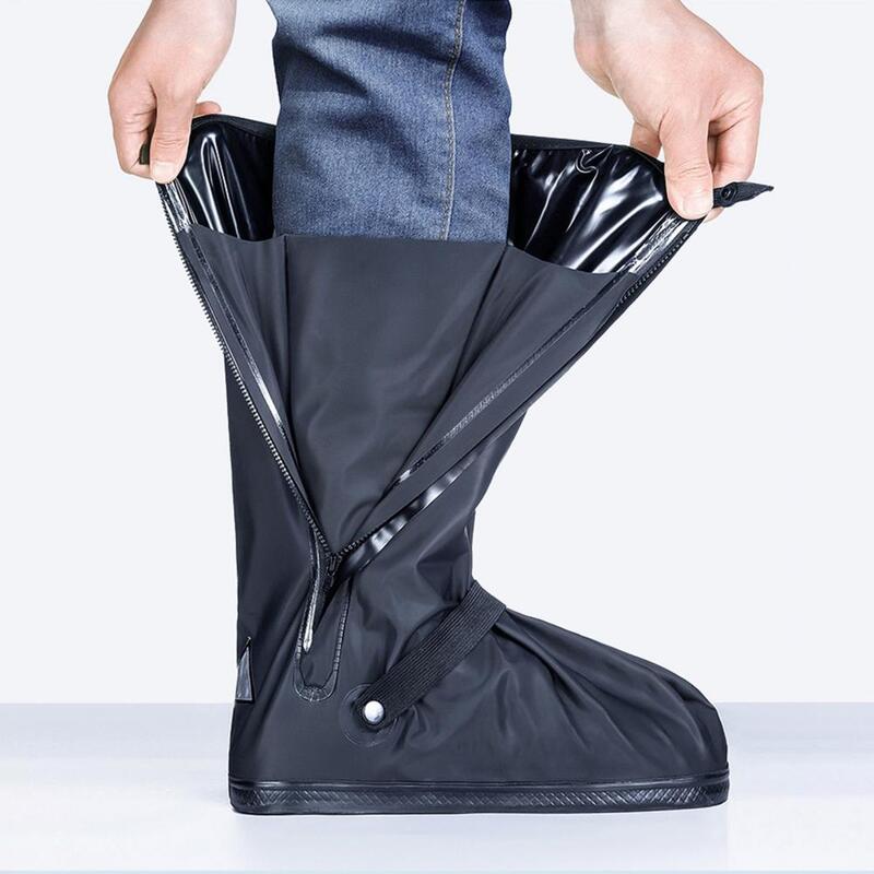High-tube Rain Boot Covers Dustproof Non-Slip Zipper Design Wear-resistant Shoe Protection Thickened Overshoes Rain Boot Covers