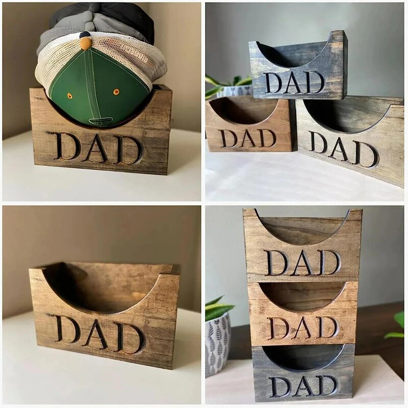 Dad Wooden Hat Holder Sturdy Durable Hat Storage Box For Office