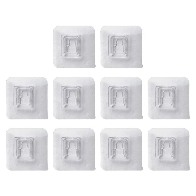 10pcs Buckle Hooks Adhesive Sticky Plastic Hooks Heavy Duty Wall Hook Hangers Transparent 6x6cm Household Products