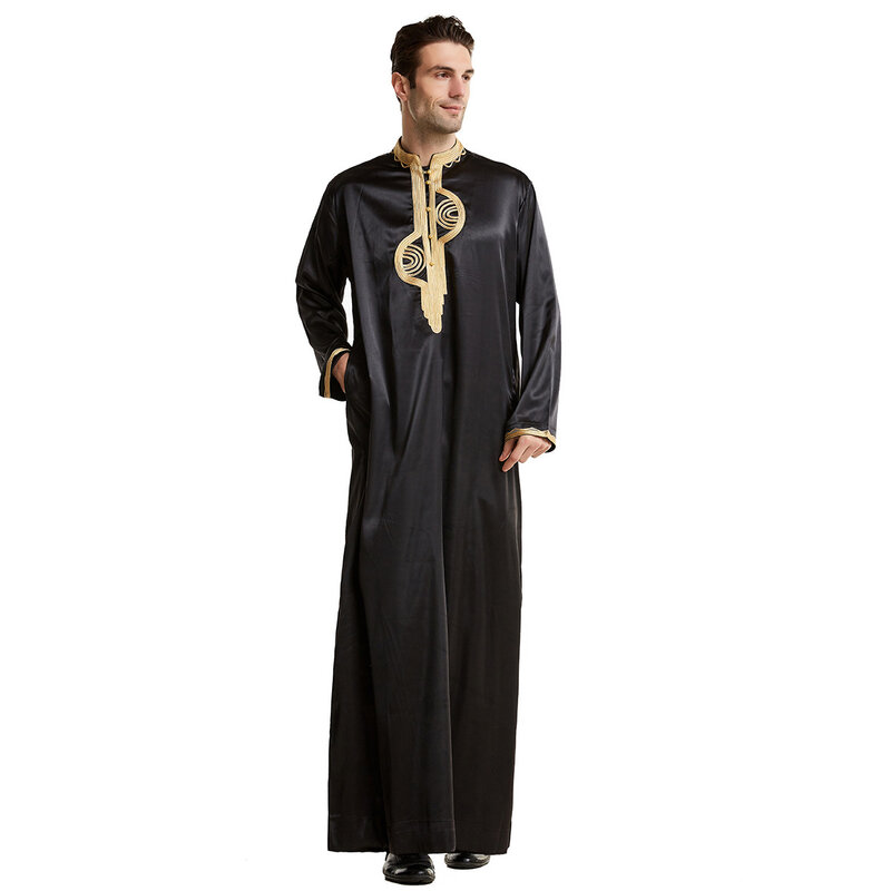 Médio Oriente Bordado Muçulmano Robe, Pé Colarinho