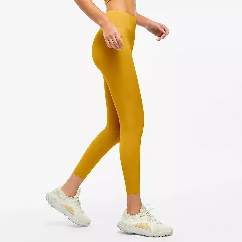 Calças de ioga finas de cintura alta para mulheres, sem constrangimento, justas, calças 3/4, nuas, amigáveis para a pele, calças esportivas de fitness