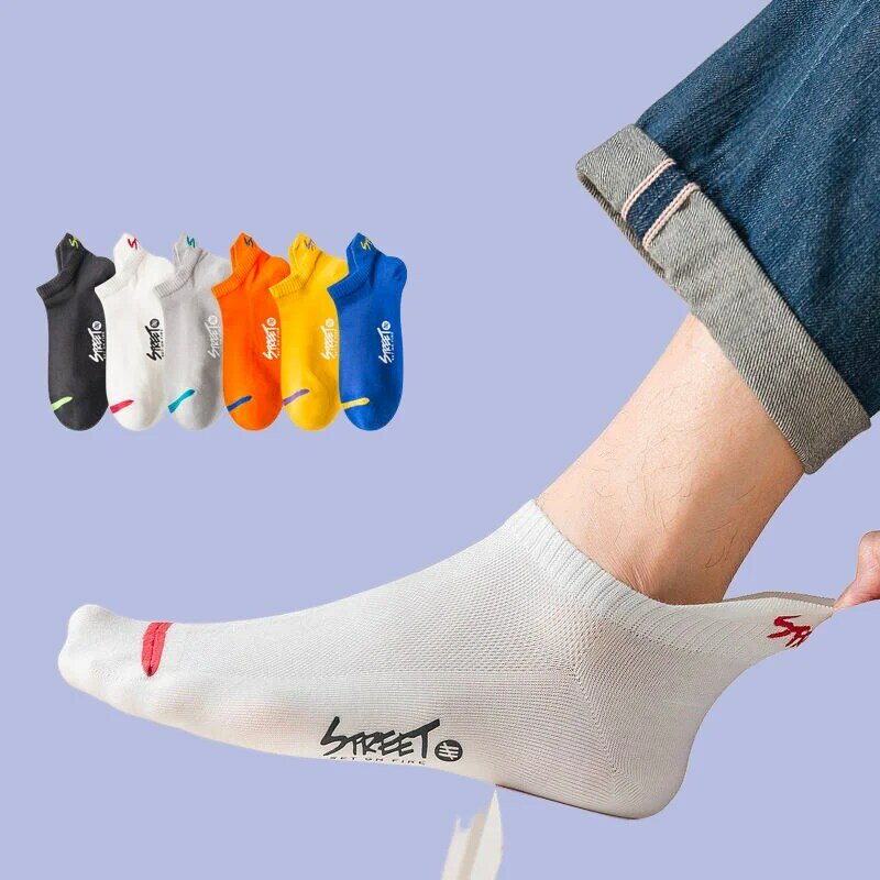 High Quality 5 Pairs Mens Socks Spring Thin Breathable Ankle Boat Socks Man Summer Short Sports Deodorant Sock For Students Boys