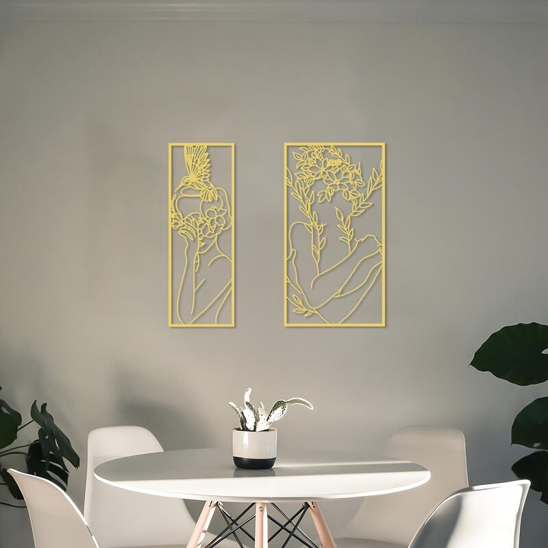 Decorazione da parete in metallo dorato da donna-decorazione da parete, arte da parete geometrica, insegne in metallo, decorazioni artistiche in metallo regalo