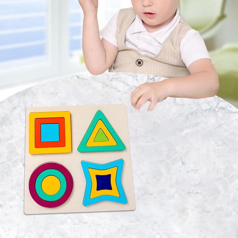 Montessori Geometric Shape Puzzle Wooden Puzzles for 3 4 5 Kids Boys Girls