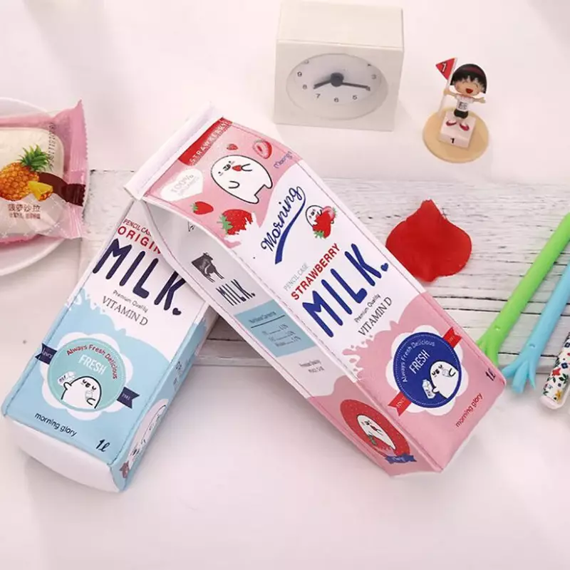 Trousse à crayons mignonne pour l'école coréenne, étuis à lait inhabituels pour filles et garçons, fournitures scolaires