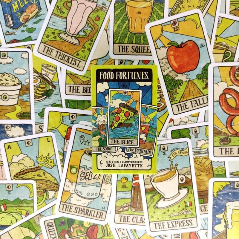 10.3*6cm Food Fortunes Card Deck 78 Pcs Cards (Gifts for Foodies, Food Lover Gifts, Funny Tarot Cards, Funny Deck of Cards)