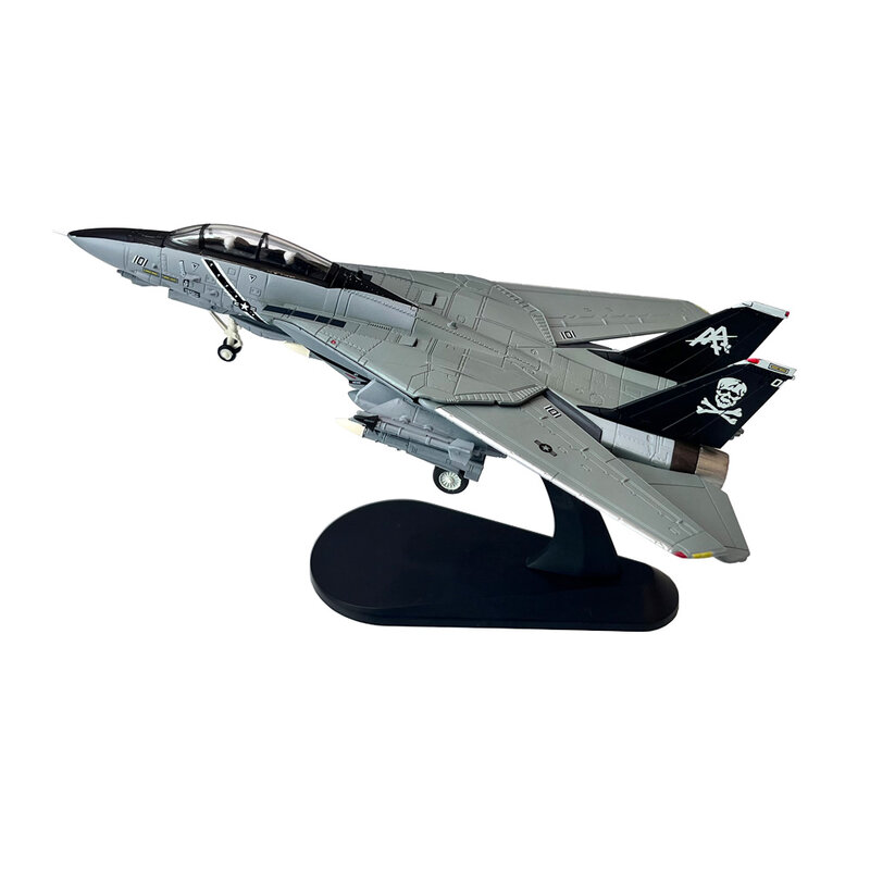 طائرة مقاتلات لعبة معدنية طائرة دييكاست ، نموذج للمجموعة أو الهدية ، US Navy Grumman F14 ، Jolly Rogers ، 1: Scale