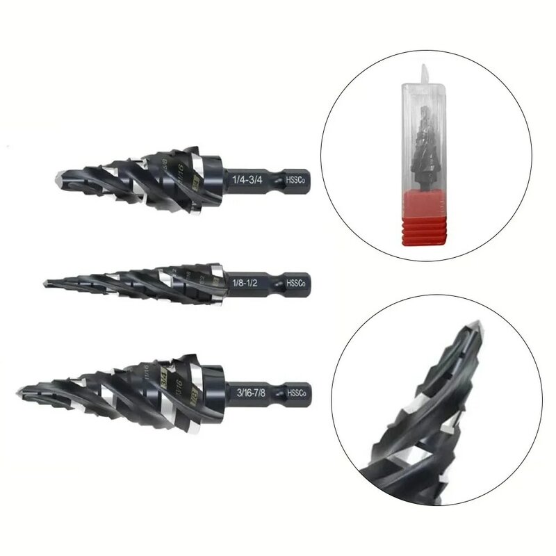 3Pcs Step Drill Bit HSS Hexagonal Handle For Metal Hole Punching For Stainless Steel Aluminum Wood Plastic Drilling Power Tool