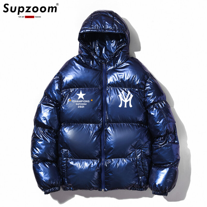 Suzoom-Terno de pão com estampa hip hop masculino, jaquetas casuais com capuz, casacos de algodão, roupas frias de casal, moda superior, inverno novo