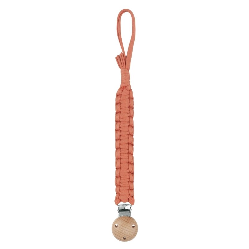 1 catena per ciuccio in cotone per bambini, morbida clip lenitiva per ciuccio in legno faggio