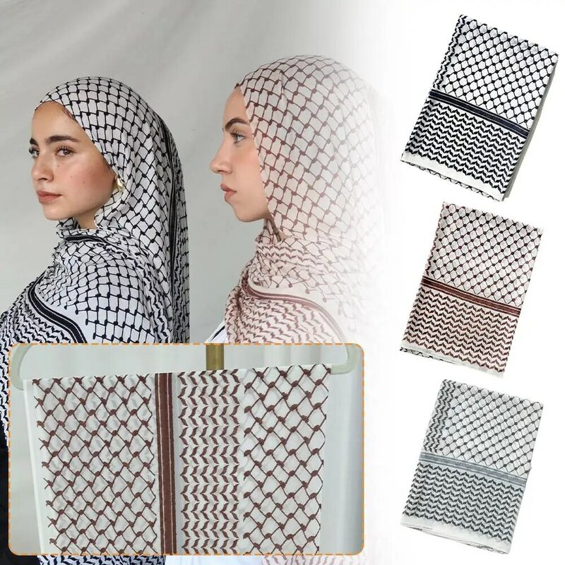 Keffiyeh-Foulard Hijab en Mousseline de Soie pour Femme, Châle Islamique de Dubaï, Foulards Musulmans, Accessoires Respirants pour Cheveux, D7Y8