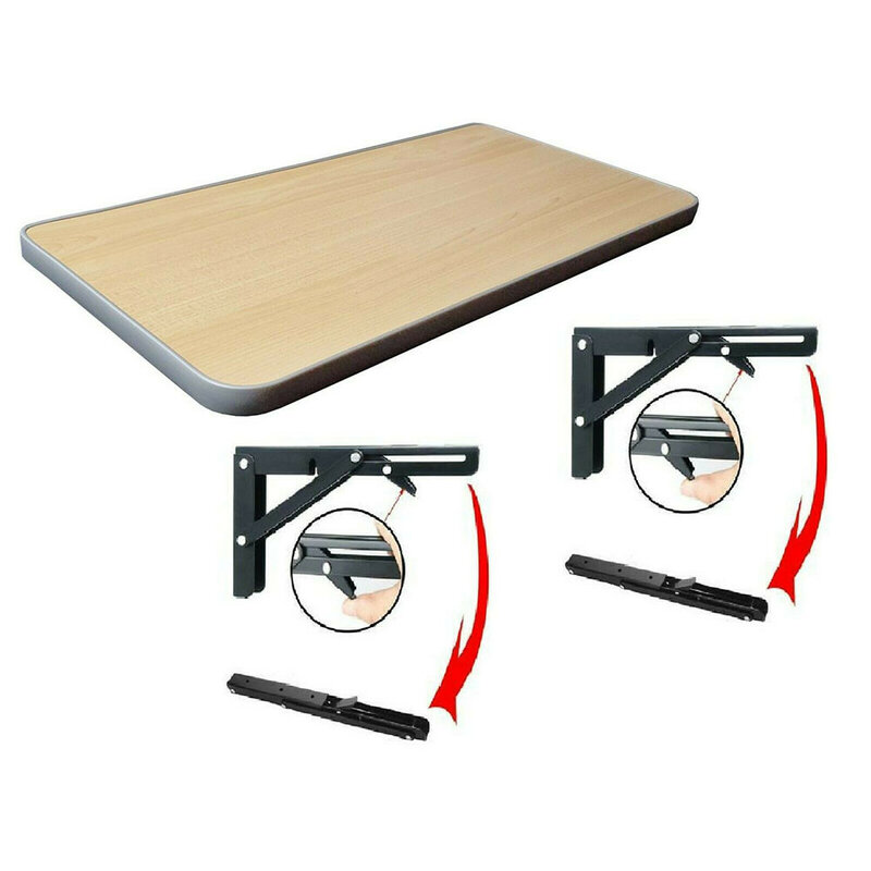 2Pcs Campervan Folding Bracket Table Shelf Motorhome Caravan Black Finish Stainless Steel Mini Folding Table Car Accessories