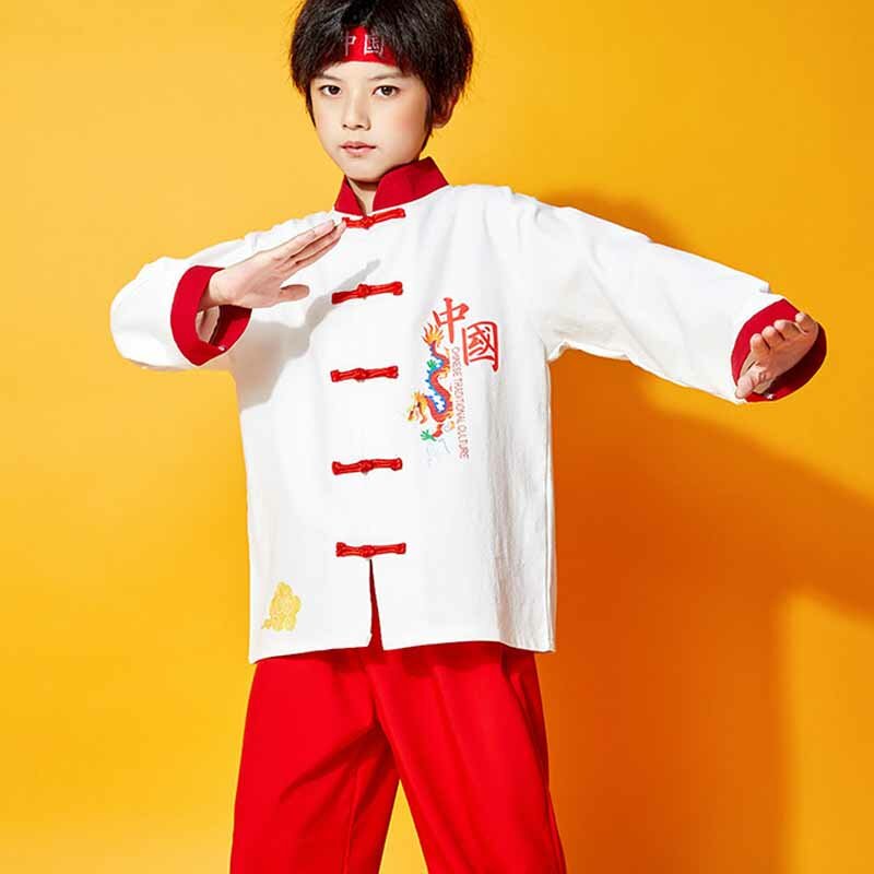 Disfraz de artes marciales Wushu, uniforme de Kung Fu Wing Chun, ropa de rendimiento para niños, estilo chino, tradicional, Vintage, Tai Chi
