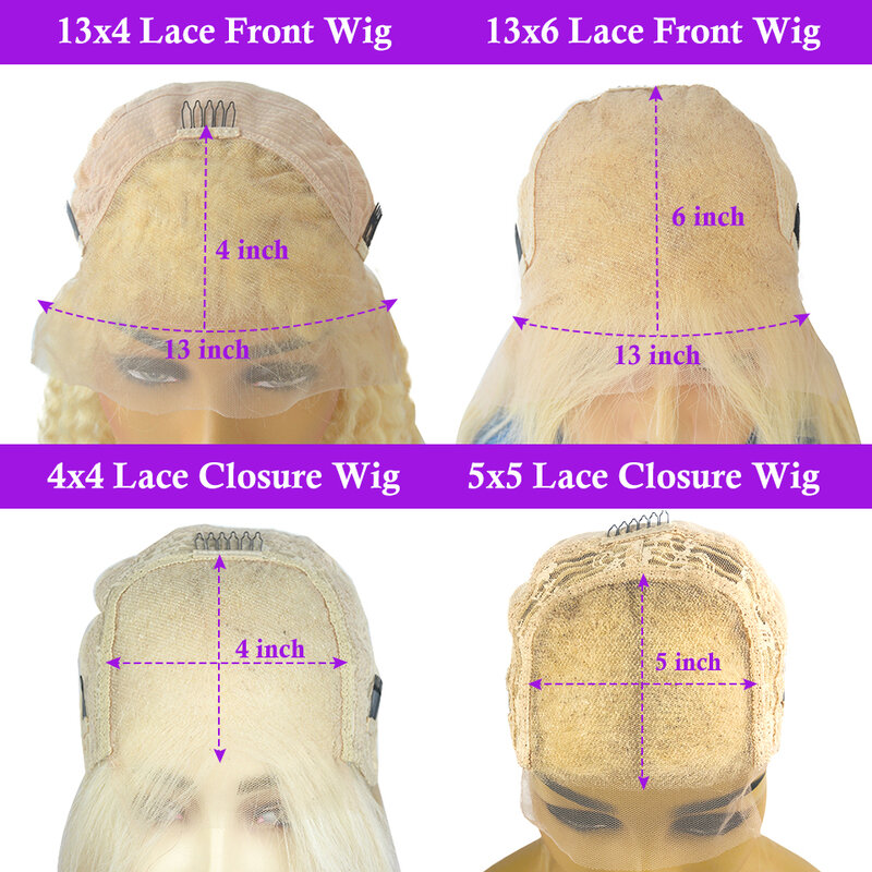 Perruque de cheveux humains platine pré-plumée, blonde ennuyeuse, perruque ombrée, droite, 30 amaran, perruque sans chaîne, dentelle de fermeture 4x4, 13x4, 613
